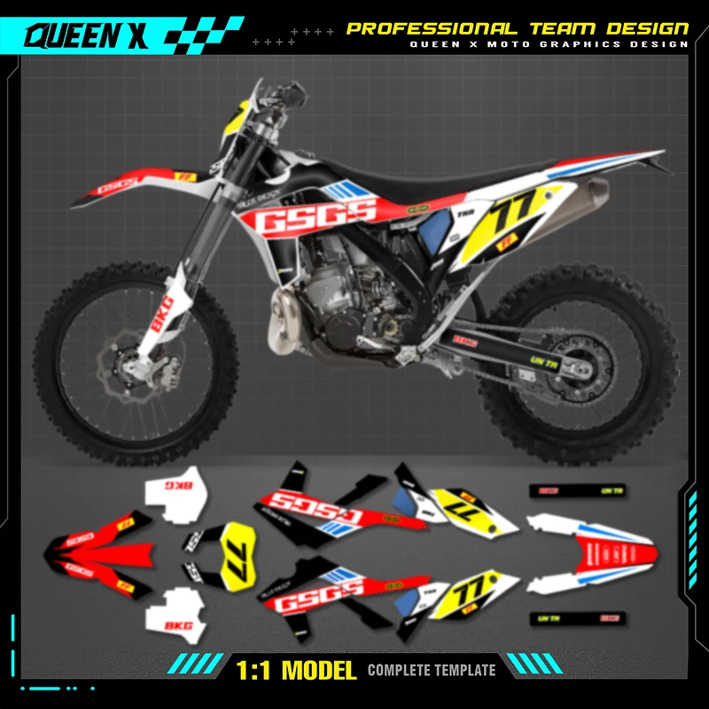 Комплект наклеек и с графикой команды мотоцикла QUEEN X MOTO для GASGAS 2012 2013 2014 2015 2016 2017 EC