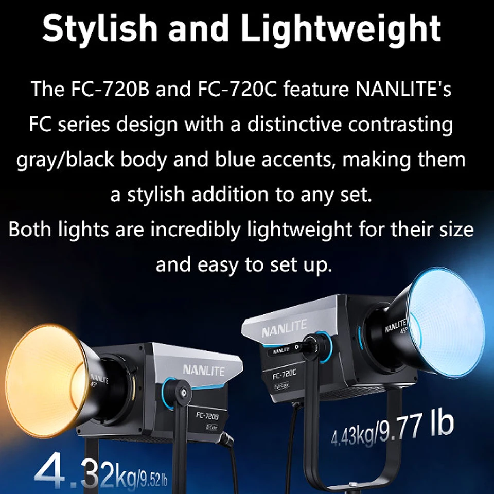 Фото Nanlite FC-720B 750W двухцветный COB-видеосветильник с креплением Bowens, 2700-6500K, 133 800 люкс при 3,3 футах, со светодиодным отражателем для заполняющего освещения №5