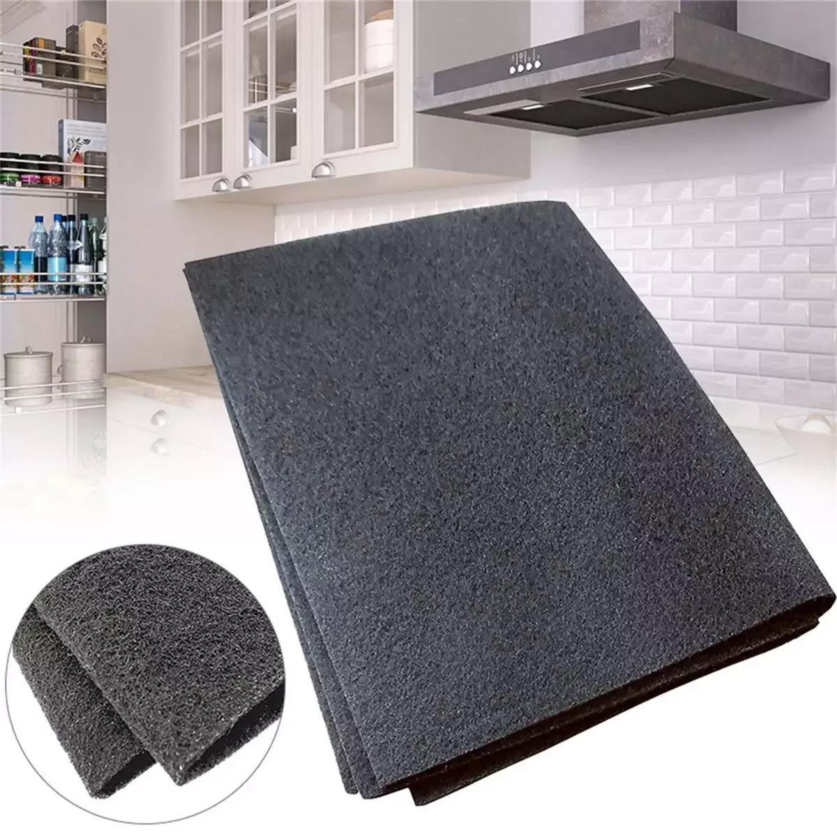 

57X47cm Black Cooker Hood Extractor Activated Carbon Filter Cotton For Smoke Exhaust Ventilator Home Kitchen Range Hood Parts