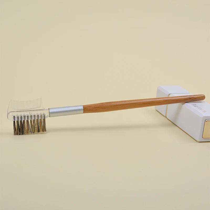 

Double-Ended Eyebrow Comb And Eyebrow Brush Professional Eyelash Brush Women Bamboo Handle High-Quality Makeup Tools
