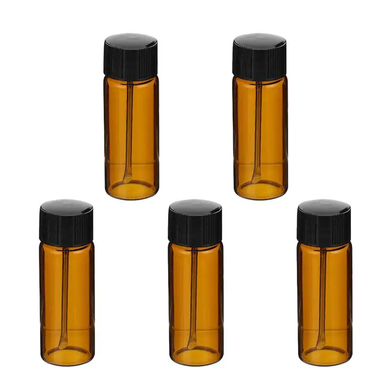 

5pcs Medicine Bottles Portable Pills Bottles Small Glass Bottles with Spoons