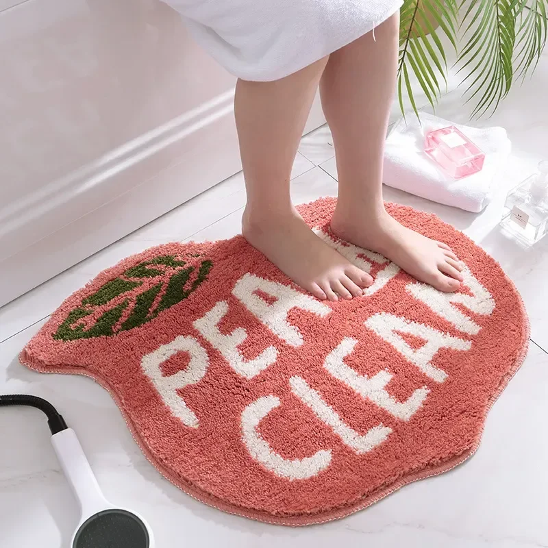 

Cartoon Washable Non-slip Decor Tufted Mats And Plush And Inyahome Bathroom Absorbent Rug Carpets Rugs Cute Bathtub Kids Peach