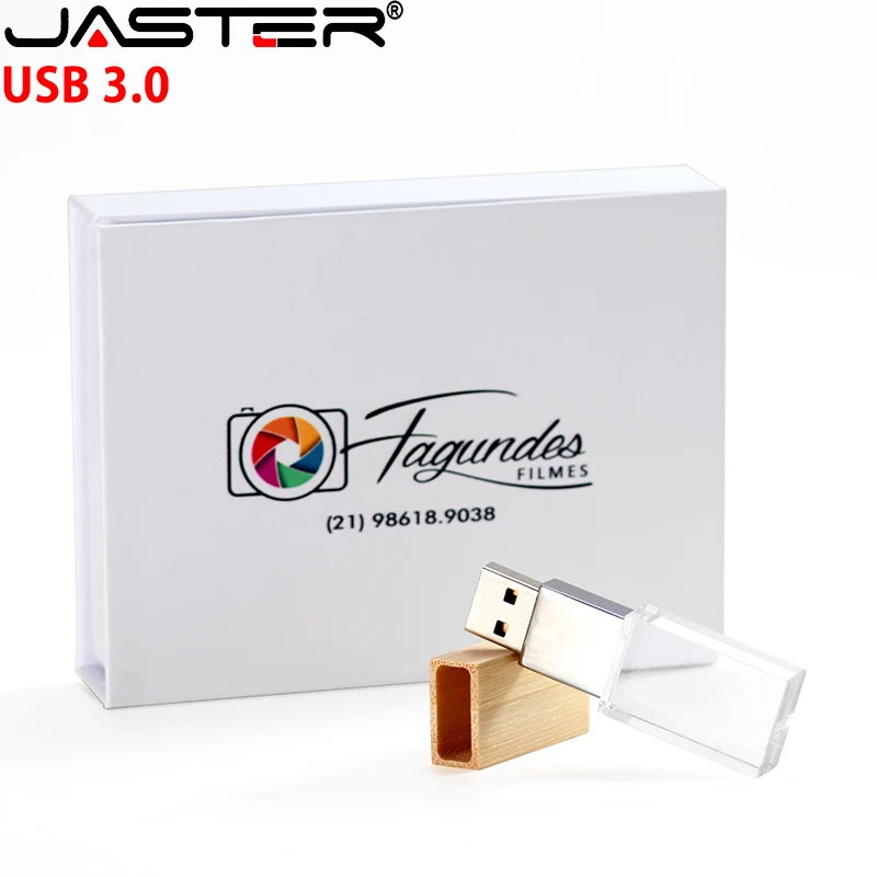 JASTER USB 3.0 Флеш-накопитель Colour Print Box Memory Stick Wood Crystal Pen Свадебный подарок Pendrive 16G 32GB 64GB 128GB U Disk on.