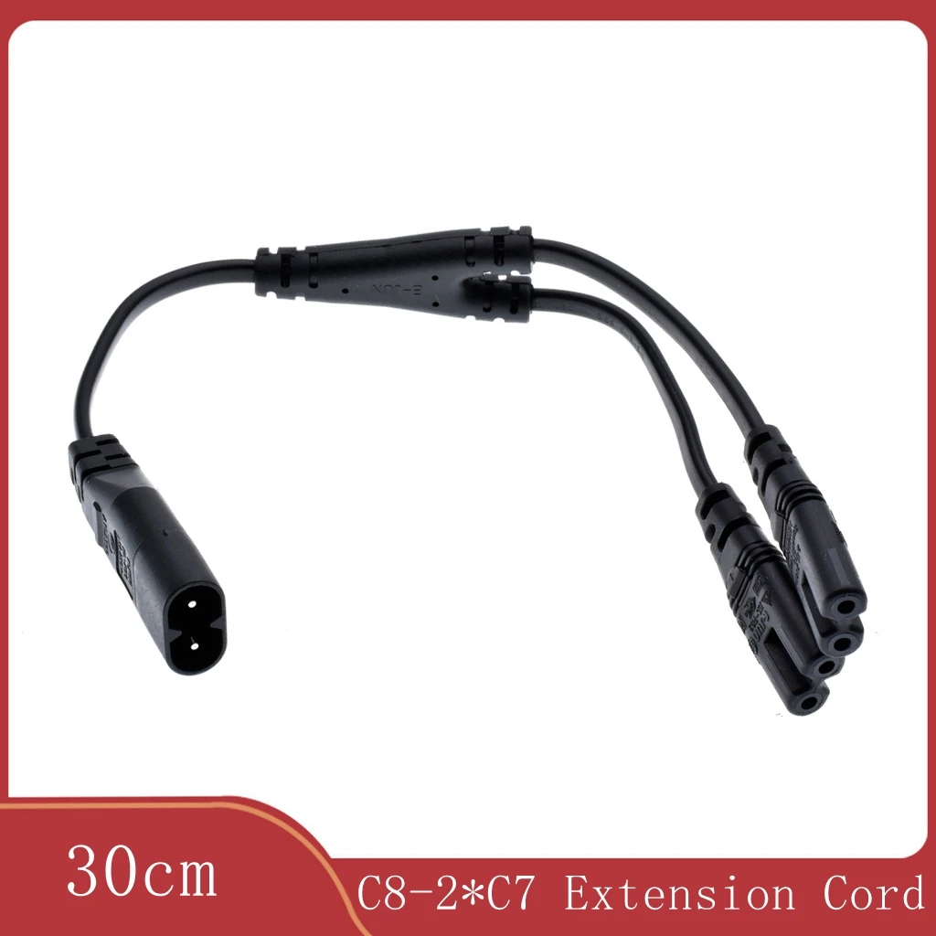 Раздельный сетевой шнур IEC320 C8-2xC7, IEC цифра 8 штекер на 2 гнезда, 1 в 2 выходной сетевой кабель переменного тока, длина = 30 см