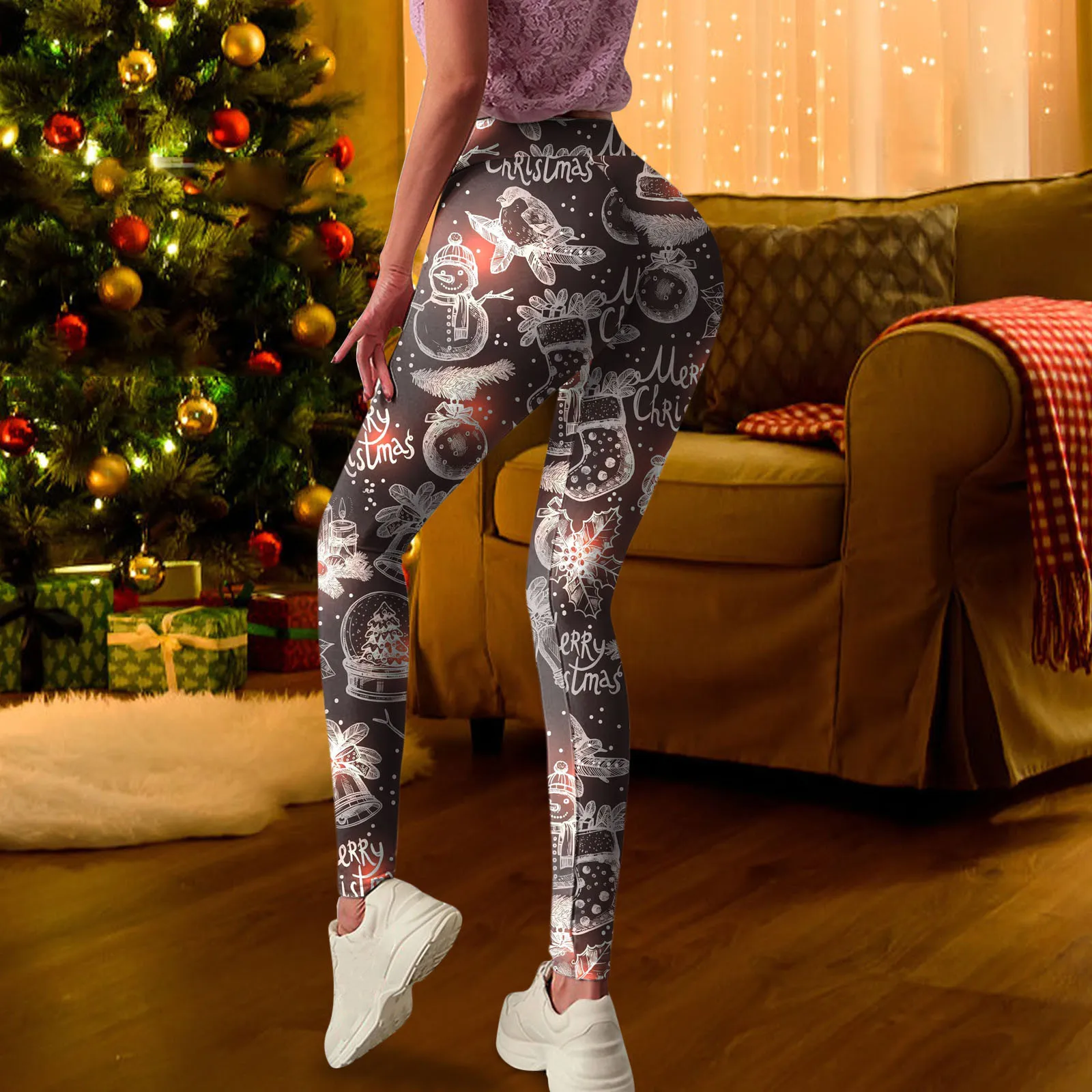

Petite Yoga Pants with Pockets for Women Womens Casual Strethcy Elastic High Waist Christmas Tall Womens Scrub Pants Yoga Waist