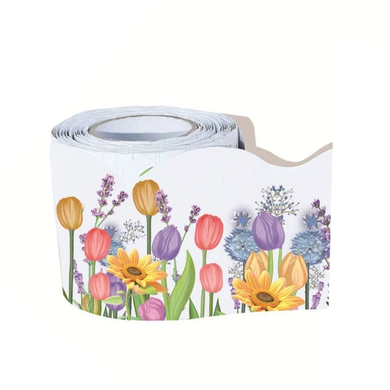 Клейкая граница для классной комнаты тюльпаны декоративные зубчатые полоски