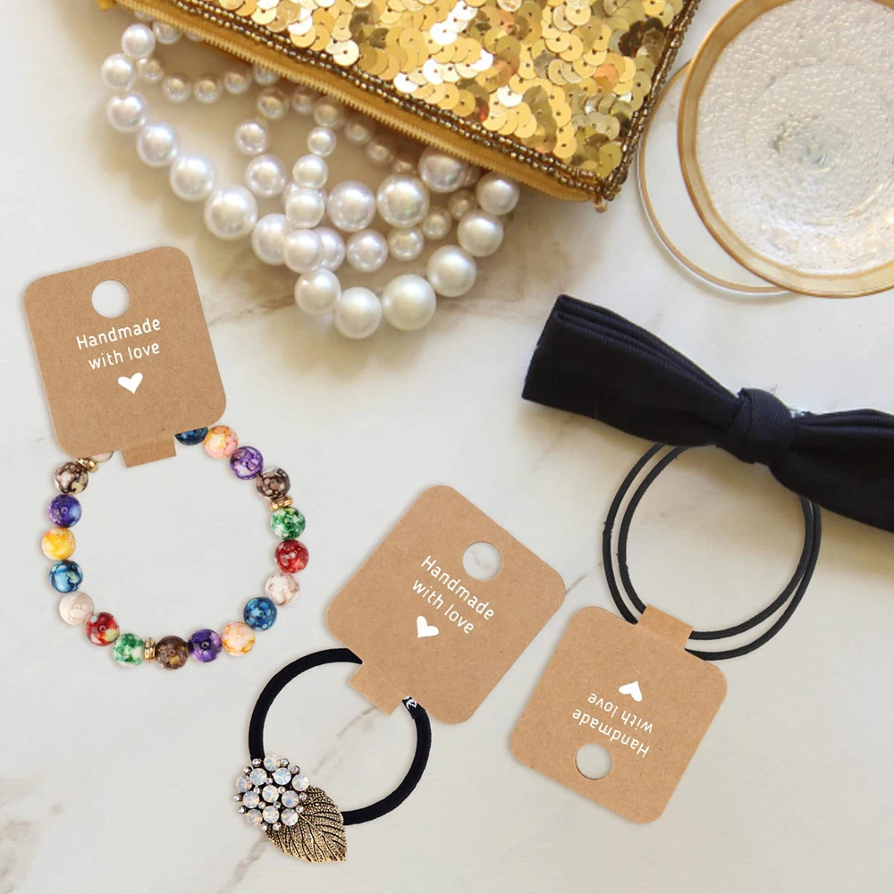 50Pcs/Set Half-fold Cards Self-adhesive Price Tag Jewelry Packing Accessories Bracelet Ring Holder Handmade Making