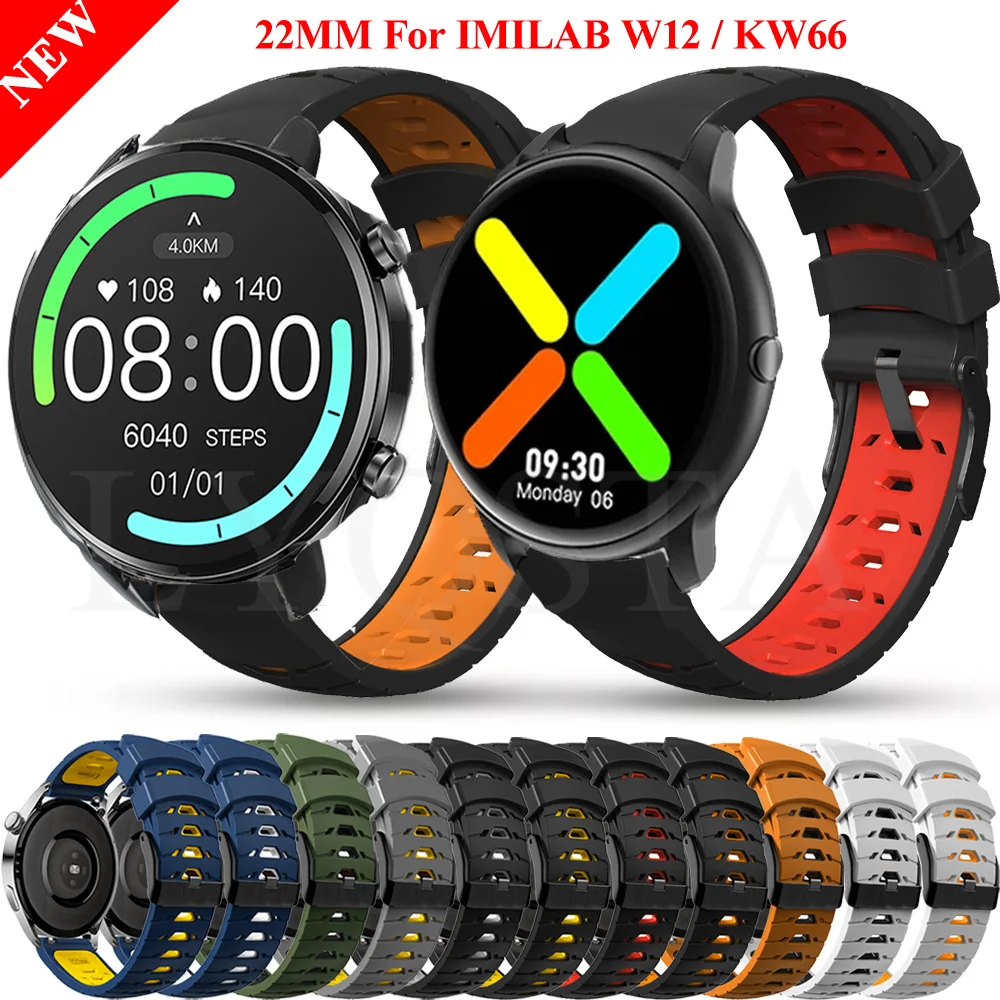 

22mm Watchbands For Xiaomi Mi watch Color Smart Straps Silicone Wristband For Imilab kw66/W12 For OnePlus Watch Bracelet Correa