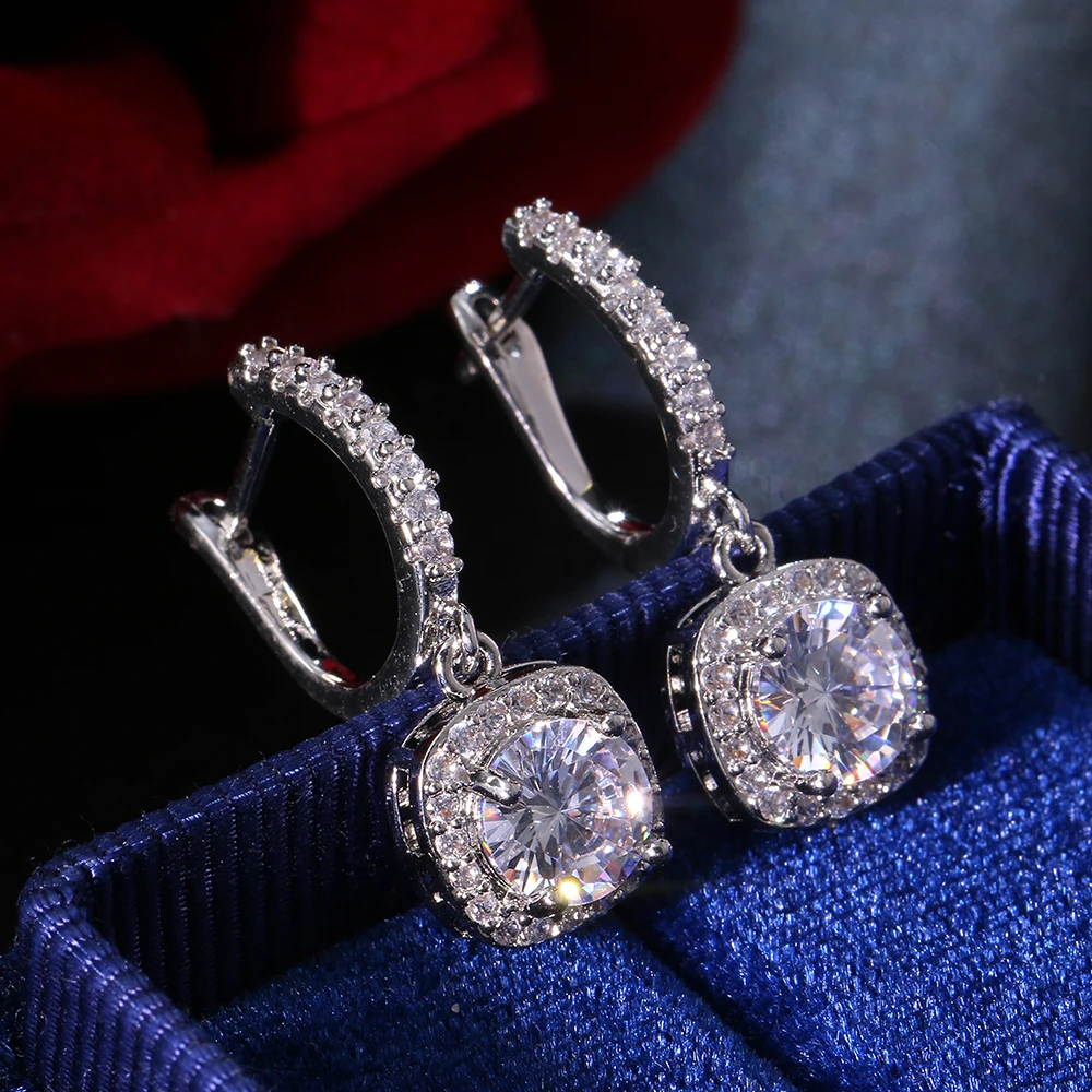 

New Arrival Classical Style Geometry Shape Earring With Tiny Cubic Zircon Design Banquet Noble Ornament Women&Girls Fancy Gift