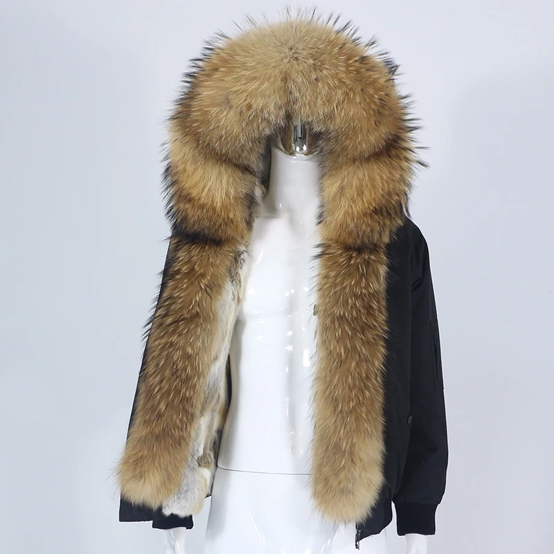 

OFTBUY 2023 Men Bomber Parka Waterproof Winter Jacket Natural Real Raccoon Fox Fur Coat Collar Hooded Rabbit Liner Streetwear