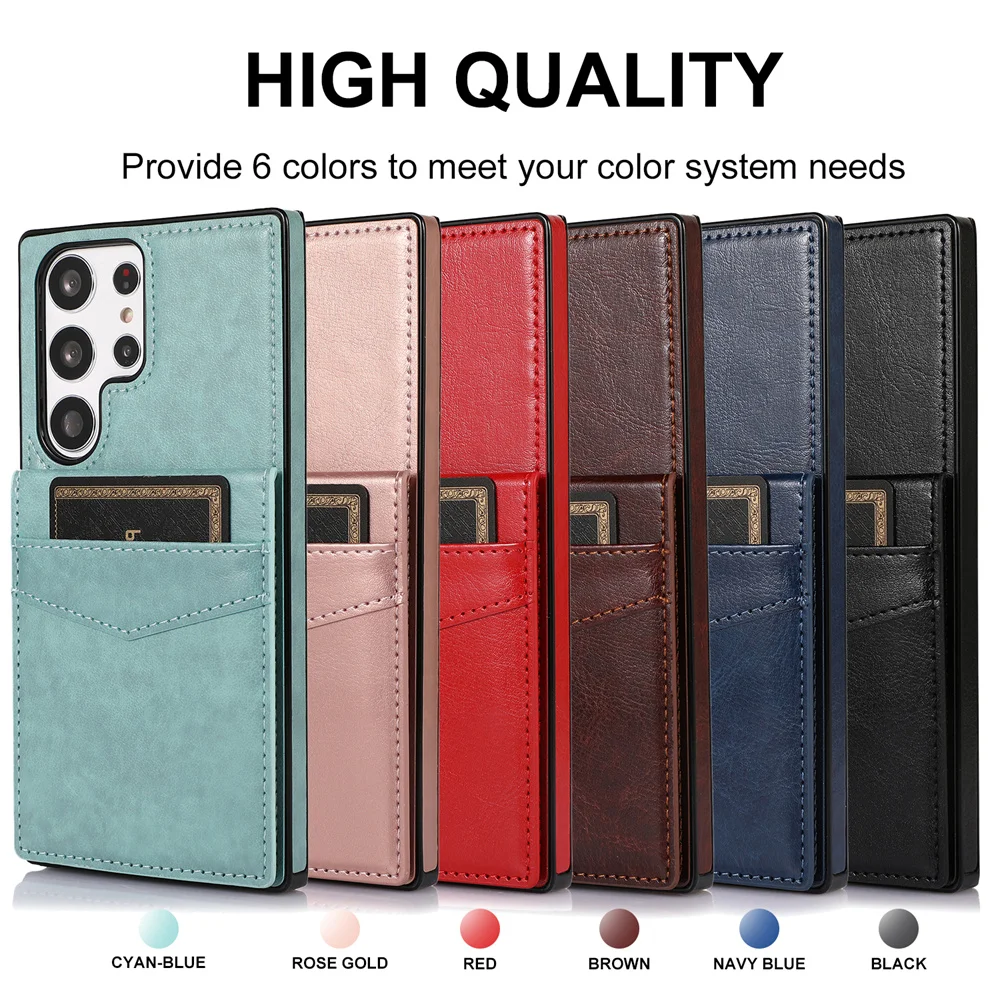 Чехол-книжка с держателем для карт Samsung Galaxy S24 S23 S22 S21 S20 Plus + Note 20 Ultra FE A73 A54 A53 A52S A52 A33