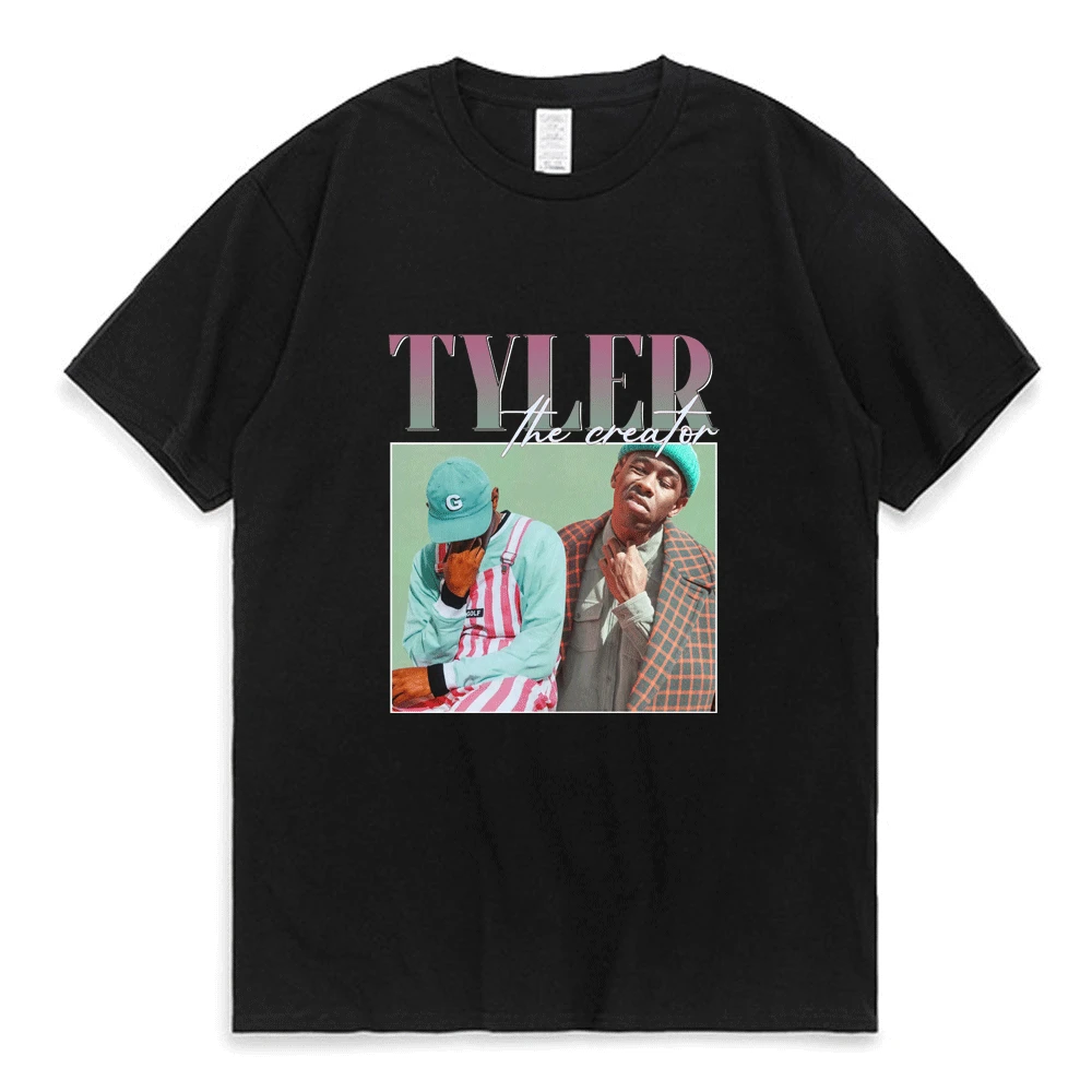 

Tyler The Creator Rap Singer Funny T Shirts Men and Women Black Cotton Crew Neck T-shirt Retro Graphic Tshirts Short Sleeve Tops