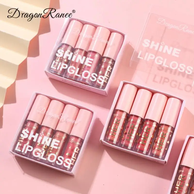 

Moisturizing Soft Mist Lip Gloss 4pcs Set Lipgloss Gift Box Non-stick Cup Lipstick Lip Tint Lip Glaze Cosmetics Liquid Lipstick