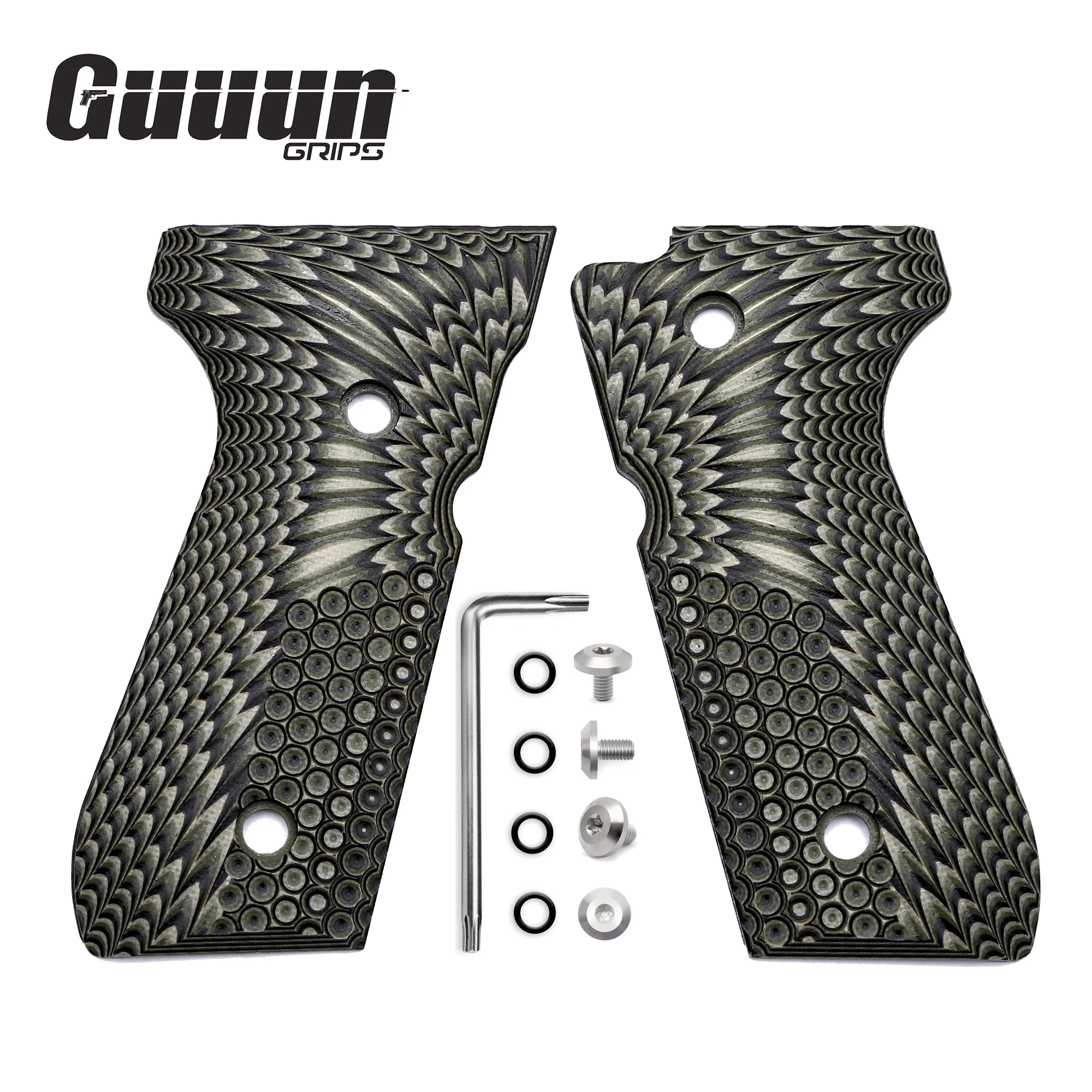 

Guuun G10 Grips For Beretta 92/96 92fs M9 92A1 INOX Decorative Non-slip Handle Panel OPS Eagle Wings Texture