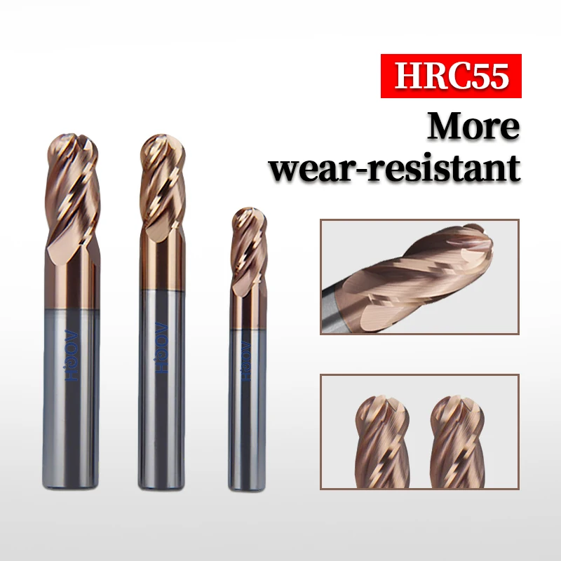 

4-флейтовая концевая фреза с шаровым наконечником R1,5 R2 R3 R4 R6 R8 4F Концевая фреза с круглой головкой из твердосплавного сплава