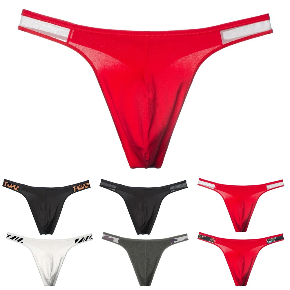 Thongs Mens Briefs Lingerie Stretchy Casual T-Back Underpant Cotton Underwear G-String Jockstrap Knicker M-2XL
