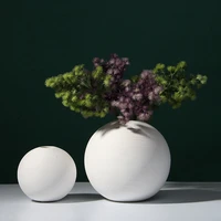 white ball shape flower vase ceramic pot artifical flowers holder home office entrance shelf decoration round 13 18cm size