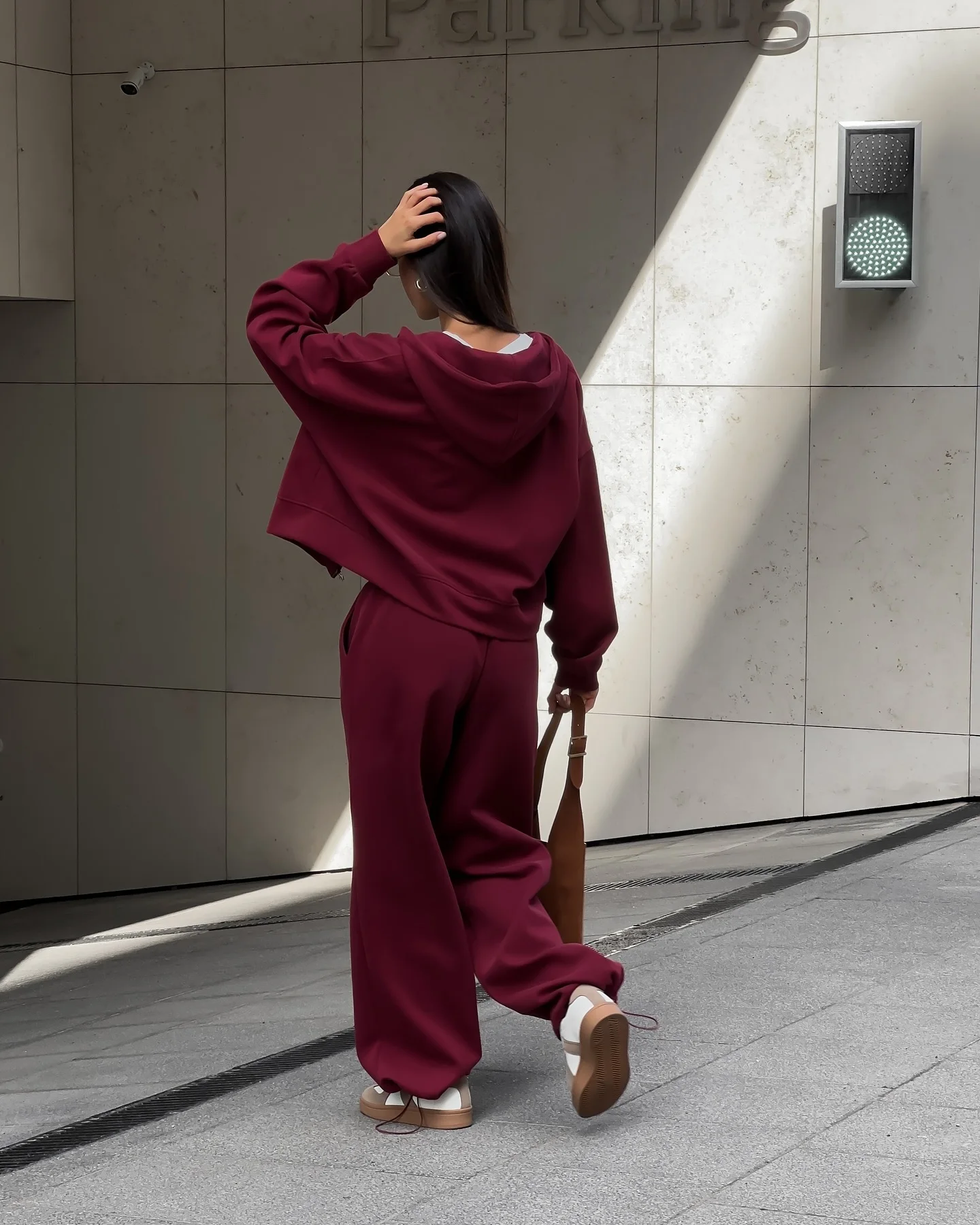 Ankela красный комплект с капюшоном из американского чистого хлопка куртка на