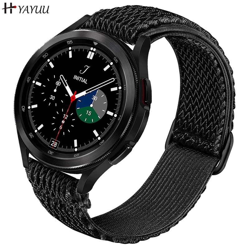 

20 мм нейлоновые эластичные ремешки для часов для Samsung Galaxy Watch 4/Watch 4 Classic 42 мм 46 мм/Watch 3 41 мм/Active 2 40 мм 44 мм, регулируемый спортивный дышащий элас...