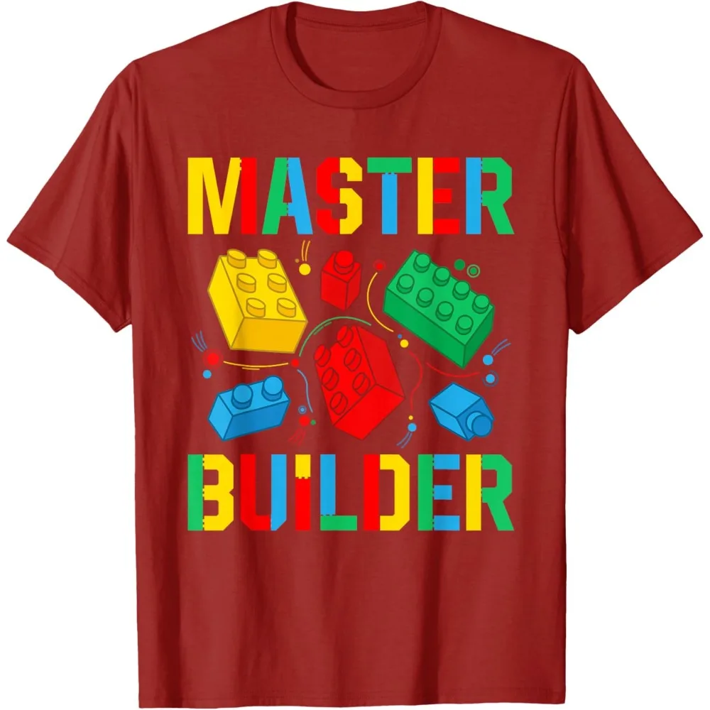Фото Футболка Master Builder Building Blocks Brick Master Builder с красочным принтом строительных блоков, футболка с цветным принтом, повседневная одежда №4