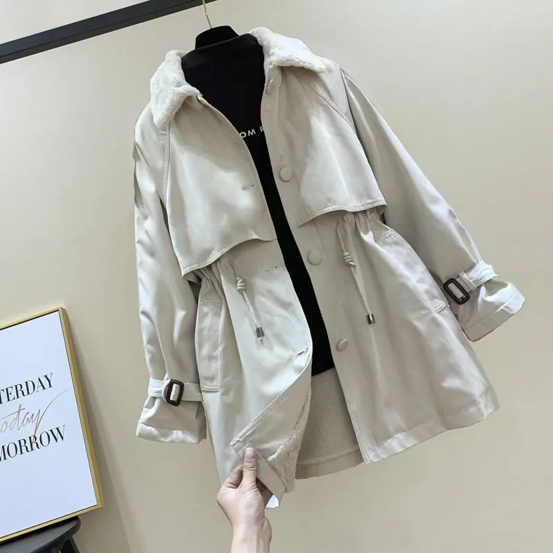 Plus-size Women's Wear 2022 Women's Medium Length Slimming Overalls Winter Coat with Large Fur Collar and Extra Thickness