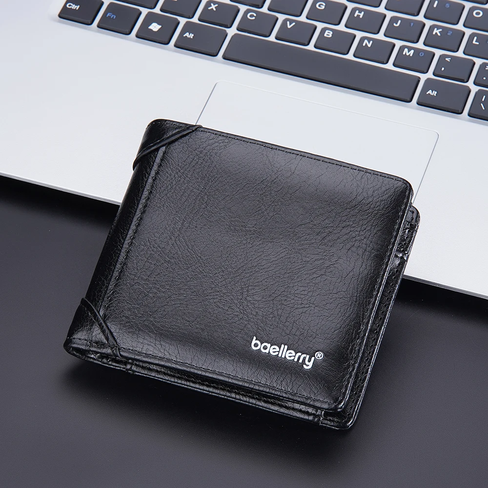 

Baellerry High Quality Men's Leather Wallet Short Coin Purse Small Card Holder Male Cardholder Walet Black Money Wallet for Men