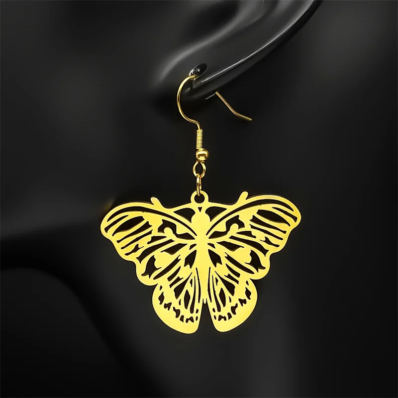 Полые серьги-кольца с бабочкой и цветком для женщин мужчин серьги-капли из
