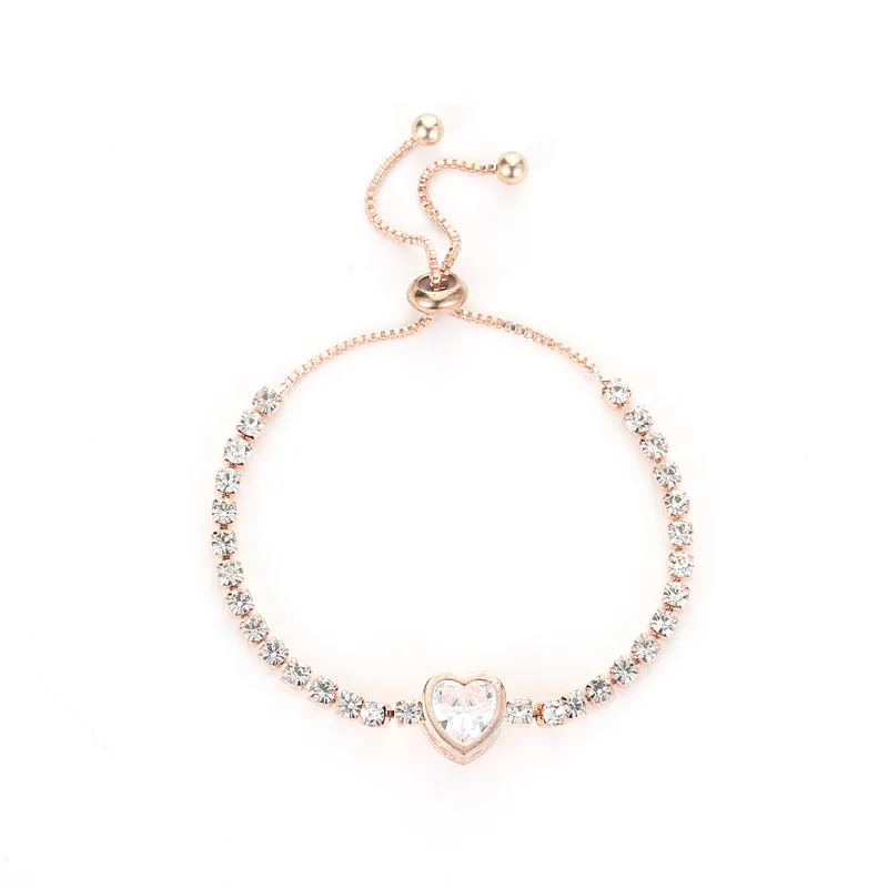 

JanYee Dropshipping Pullout Heart Rhinestones Bracelet for Women New Trendy Square Zircon Jewelry Gift for Girl Free Shipping