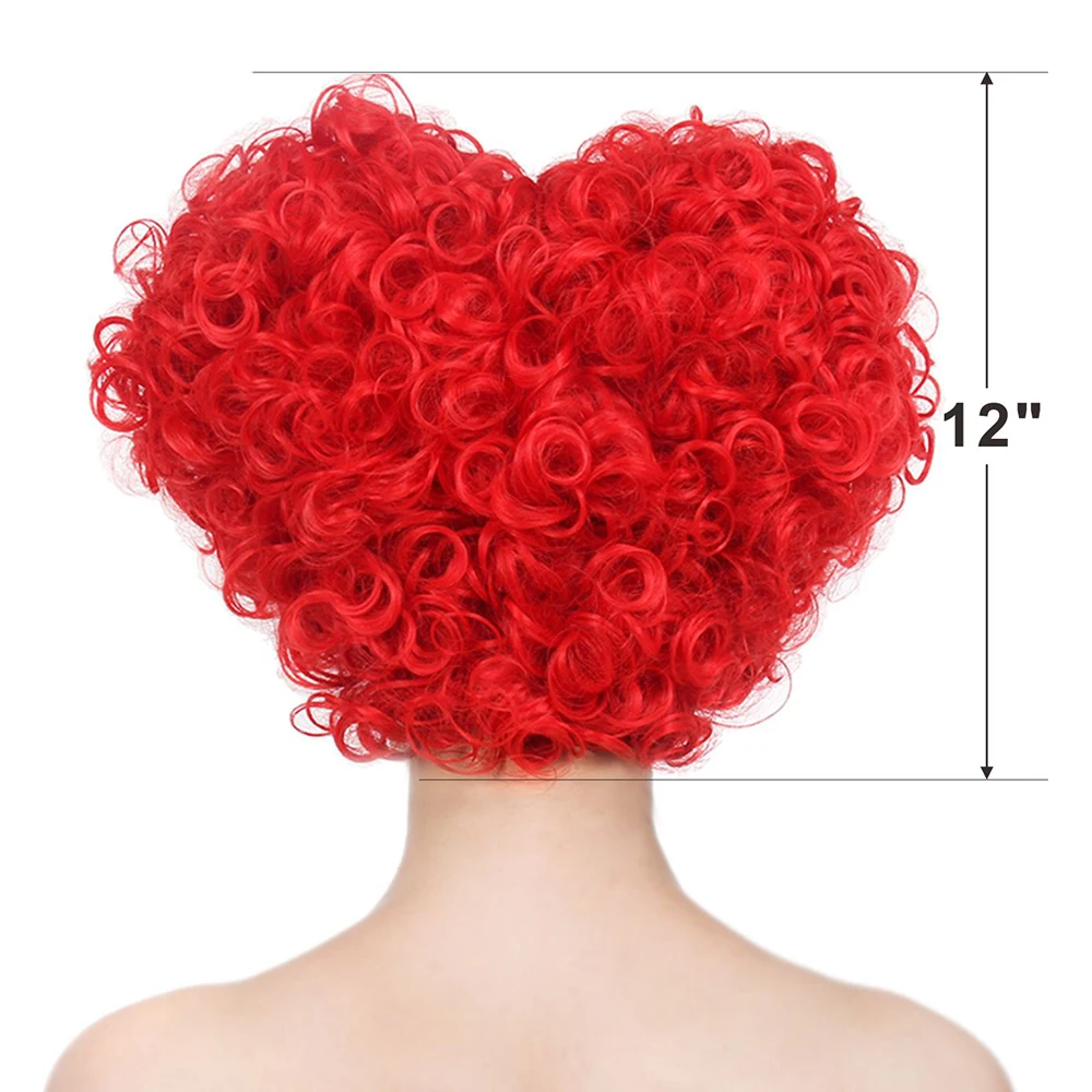 Парик REEWES Red Queen Для Косплея Искусственные Короткие Вьющиеся Волосы В Форме