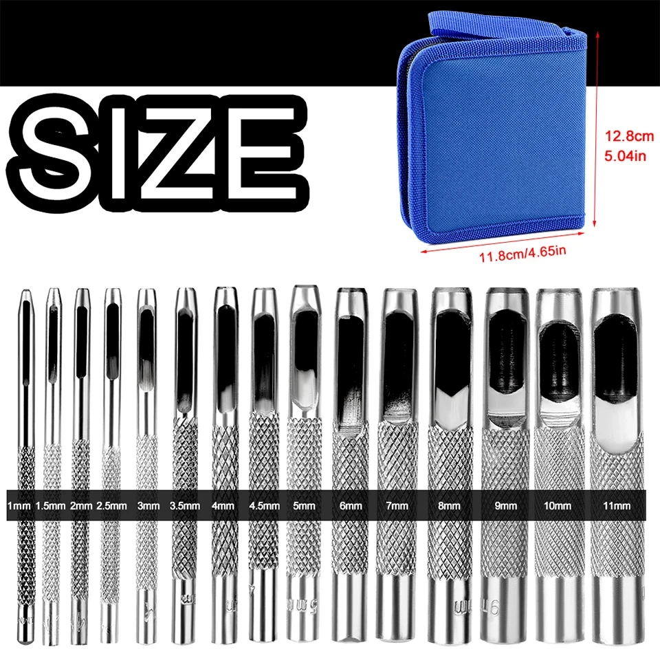 12-15 шт./набор ручной перфоратор для кожи 1-11 мм