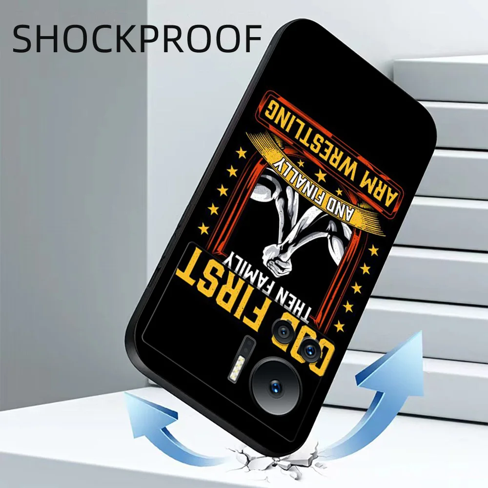 Чехол для infinix note 12 VIP X672 силиконовый чехол телефона черный из ТПУ борьба на руку