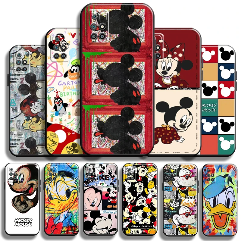 

Disney Mickey Fashion Graffiti For Xiaomi Redmi 10 Phone Case Back Liquid Silicon Black Shell Coque Full Protection Soft TPU