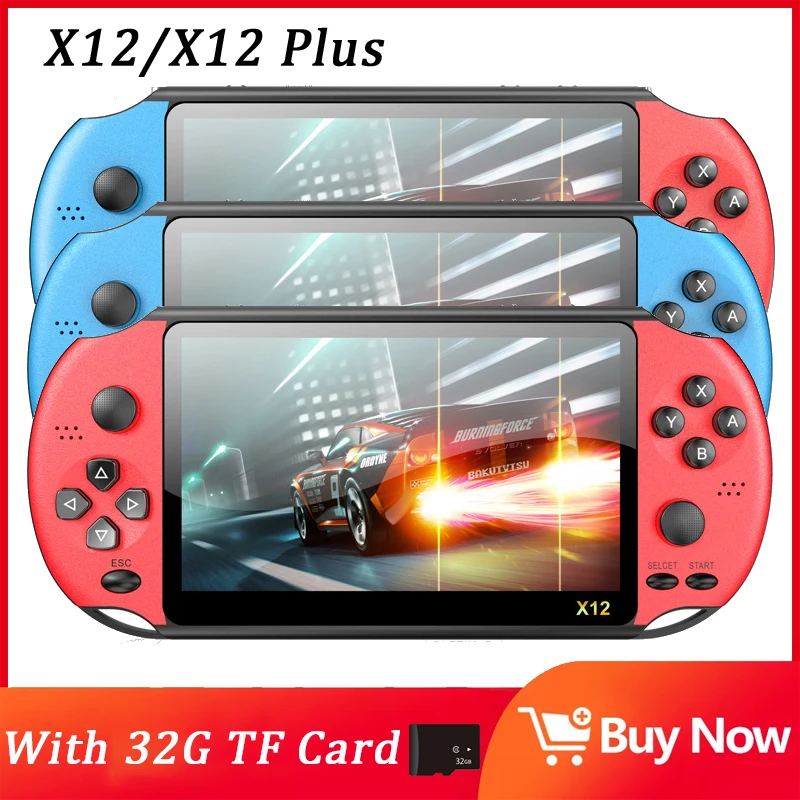 

New X12Plus Retro Handheld Video Game Console IPS Screen Built-in 13000+Classic Games 4.3/5.1inch Portable Game Players With 32G