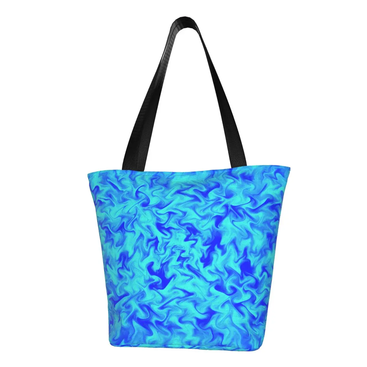 

Tie Dye Print Shopper Bag Blue Fire Streetwear Handbags Student Graphic Design Shopping Bags Elegant Polyester Tote Bag
