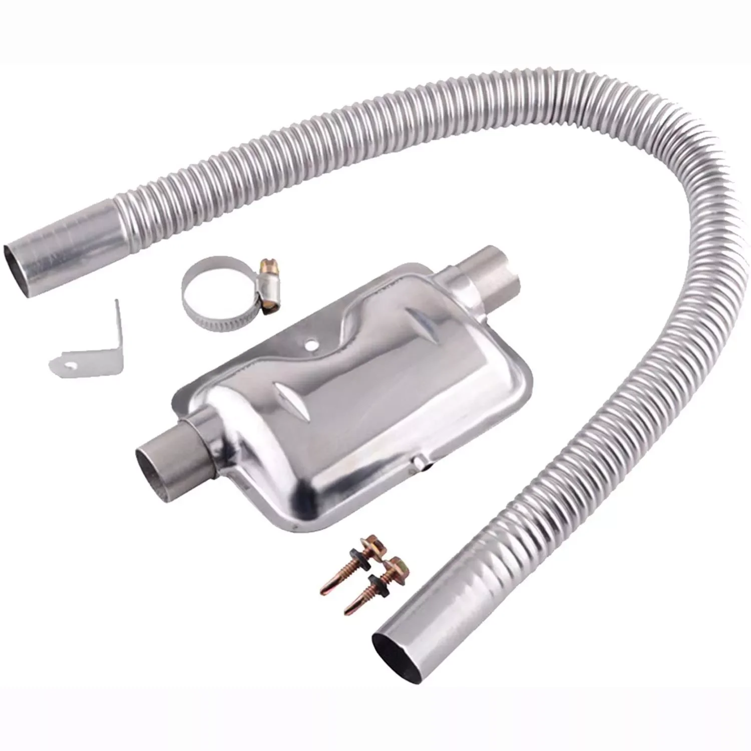 

60cm Stainless Exhaust Muffler Silencer Clamps Bracket Gas Vent Hose Portable Pipe Silence For Air Diesels Car Heater Kit