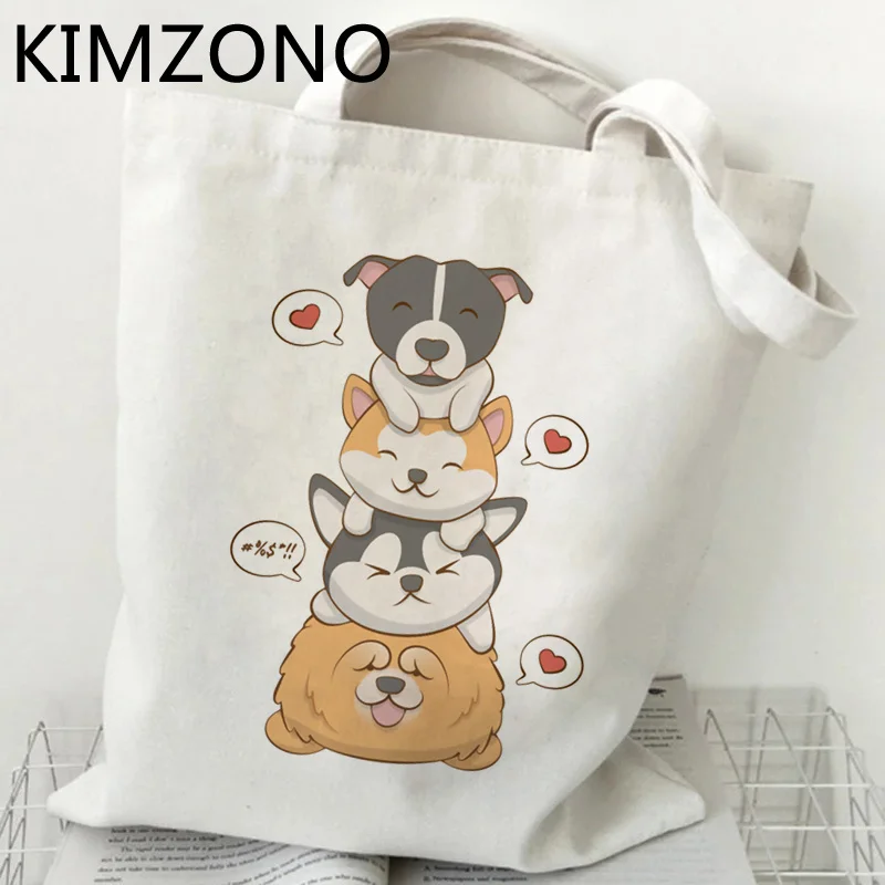 

Dog Pug shopping bag recycle bag bolsas de tela bolso cotton shopper grocery bag net cloth bolsas ecologicas grab