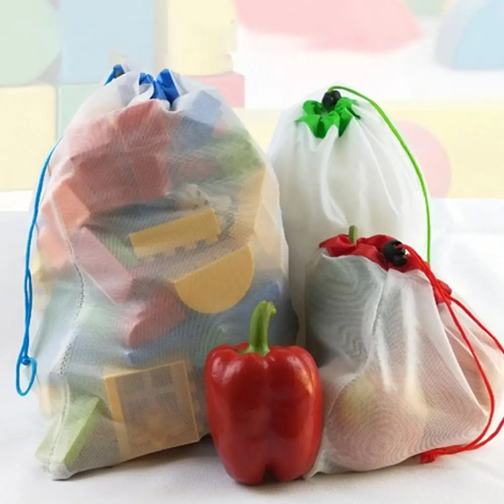 

15Pcs Reusable Mesh Produce Bags Washable Eco Friendly Bags for Grocery Shopping Storage Fruit Vegetable Toys Sundries Bag