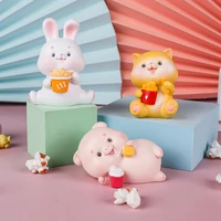 new cute animal car ornaments resin cartoon doll desktop decoration pink car accessories