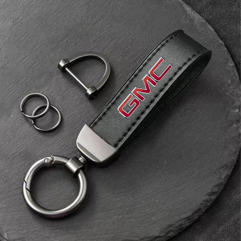 

For GMC terrain Acadia Canyon Yukon Range Car Key Holder Genuine Leather Car Styling Emblem Keychain Key Chain Rings