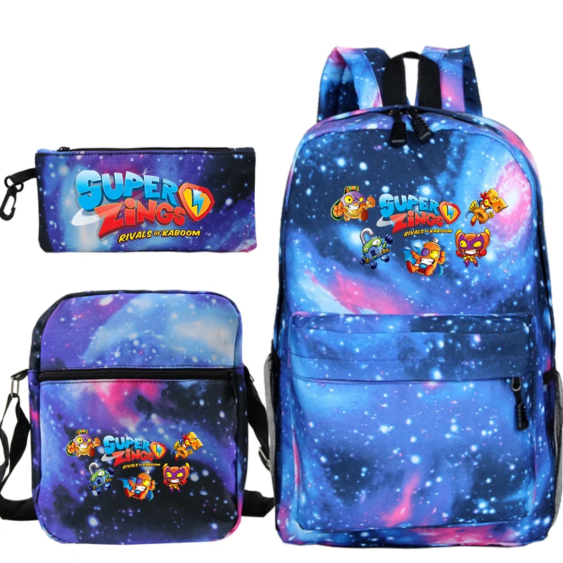 Super zings mochilas livro sacos de viagem mochila portátil escola bagpacks 3 pçs/set para crianças