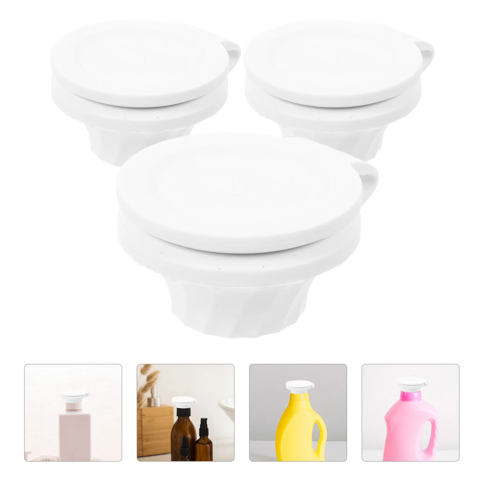 

3 Pcs Jar Lid Shampoo Dispenser Can Covers Bathroom Tpe Replacement Shower Gel Bottle Cap