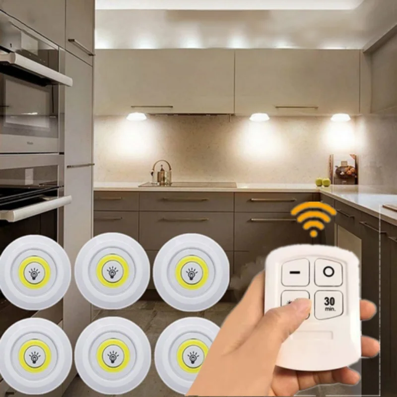 

Super Bright Cob Under Cabinet Light LED Wireless Remote Control Dimmable Wardrobe Night Lamp Home Bedroom Kitchen Nightlight