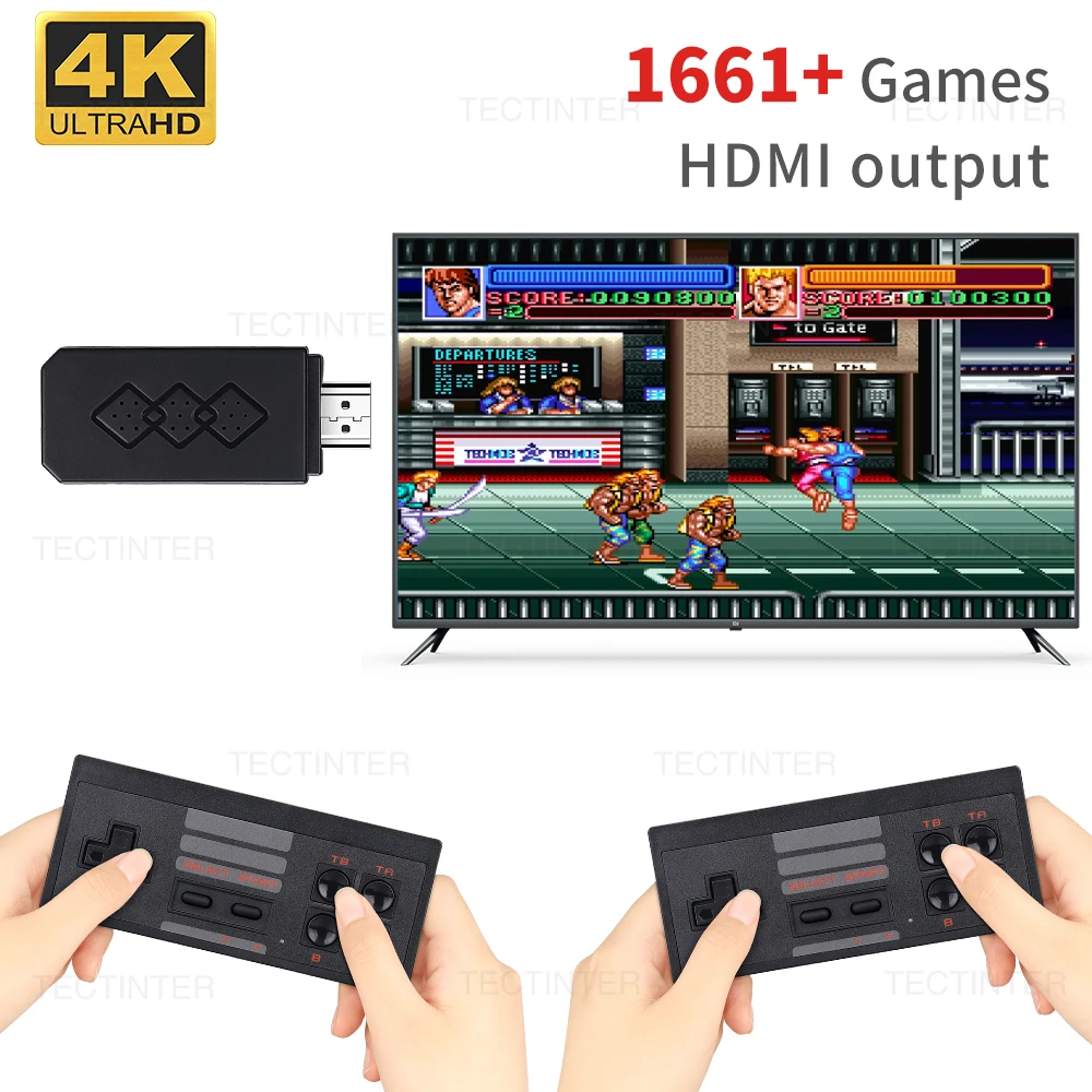 Консоль игровая портативная с HDMI-разъемом, 1661 + классических 8-битных игр