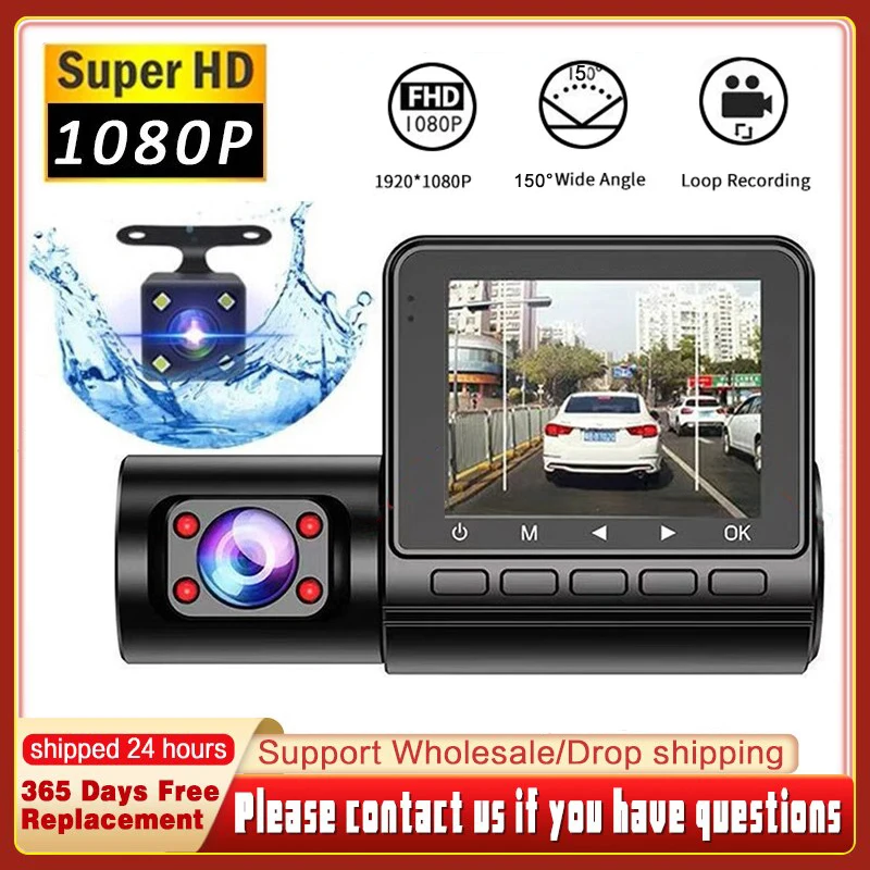 

New 3 in 1 Car Camera HD 1080P Dash Cam 2.4 inch IPS Screen Car DVR Night Vision Wide Angle Video Registrat Car Camera Recorder