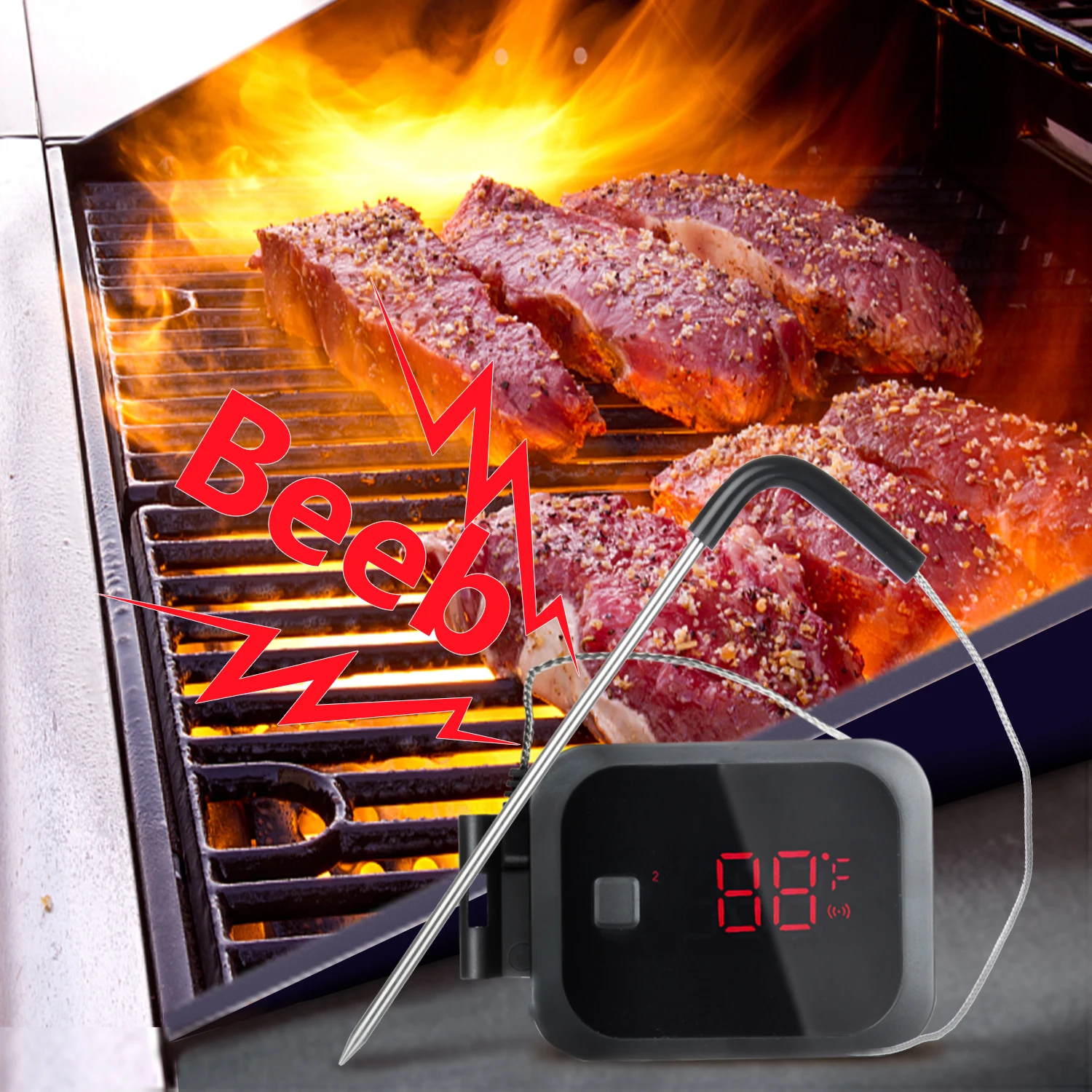 

INKBIRD IBT-2X BBQ Meat Thermometer for Food Cooking Bluetooth -Compatible Wireless Temperature Probes With Timer Free APP