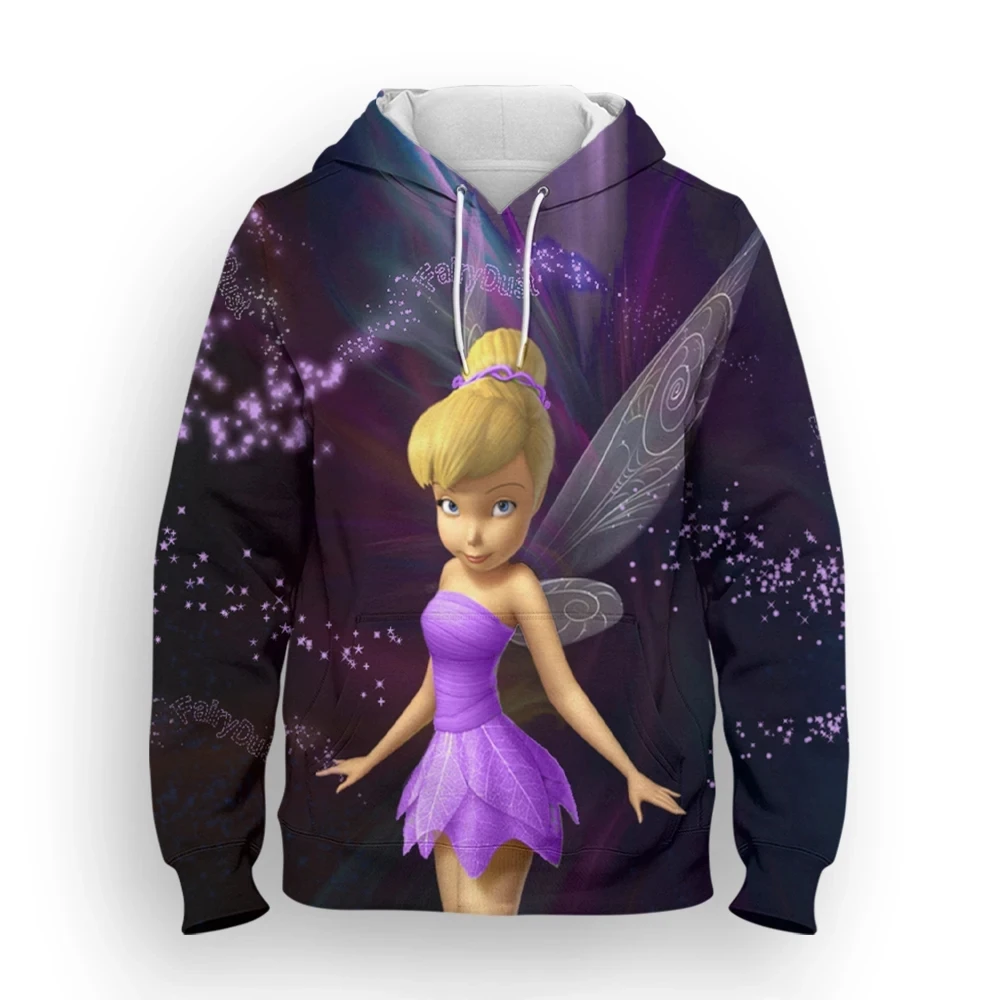 

New Disney Tinker Bell Hoodies Cartoon Anime 3D Print Men Women Oversized Sweatshirts Hoodie Kids Pullovers Tracksuits Clothing