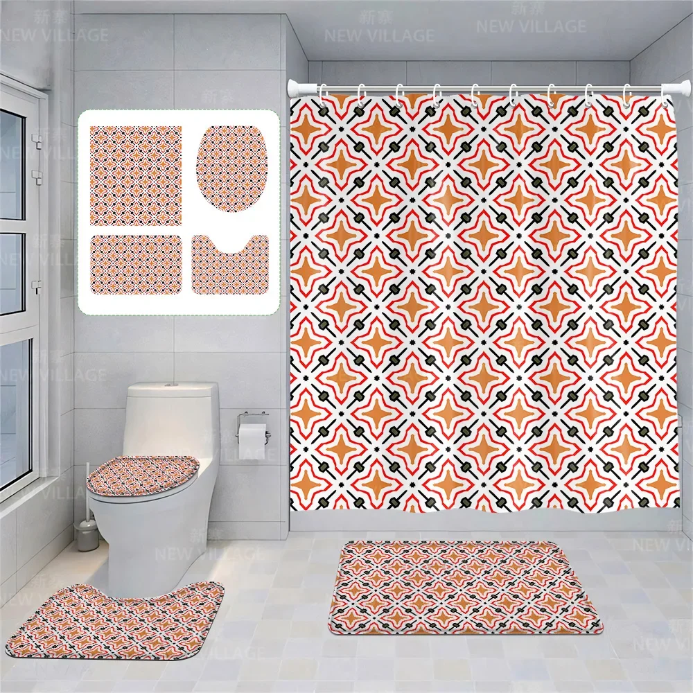 Шторы для домашнего душа декоративные водонепроницаемые тканевые Нескользящие