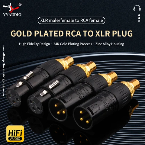 Пара аудиоадаптеров YYAUDIO XLR на RCA