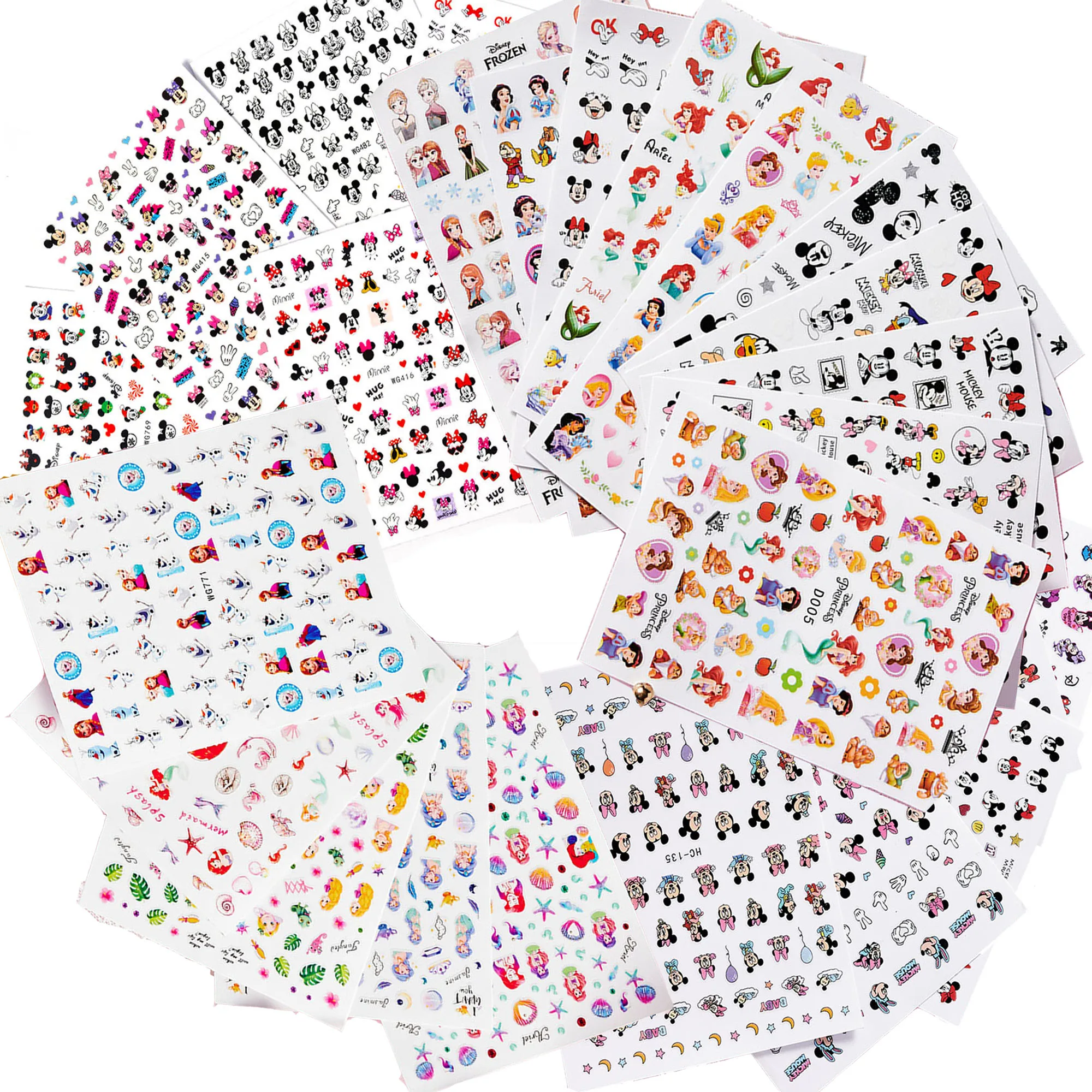 

Disney Princess Nail Stickers Nail Decals Mickey Mouse Stitch Winnie the Pooh 3D Cartoon Stickers Nail Accessories Nail Sliders