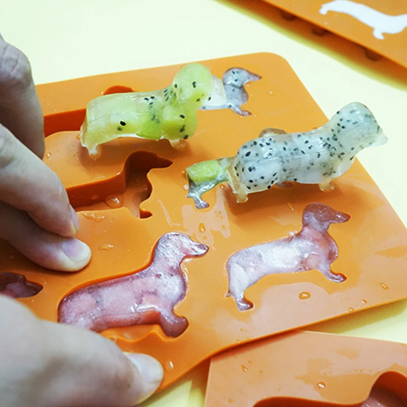 

Durable Orange Creative Silicone Dachshund Ice Tray Puppy Shaped Ice Cube Mousse Cookie Mold DIY Home Ice Tray Kitchen Tools